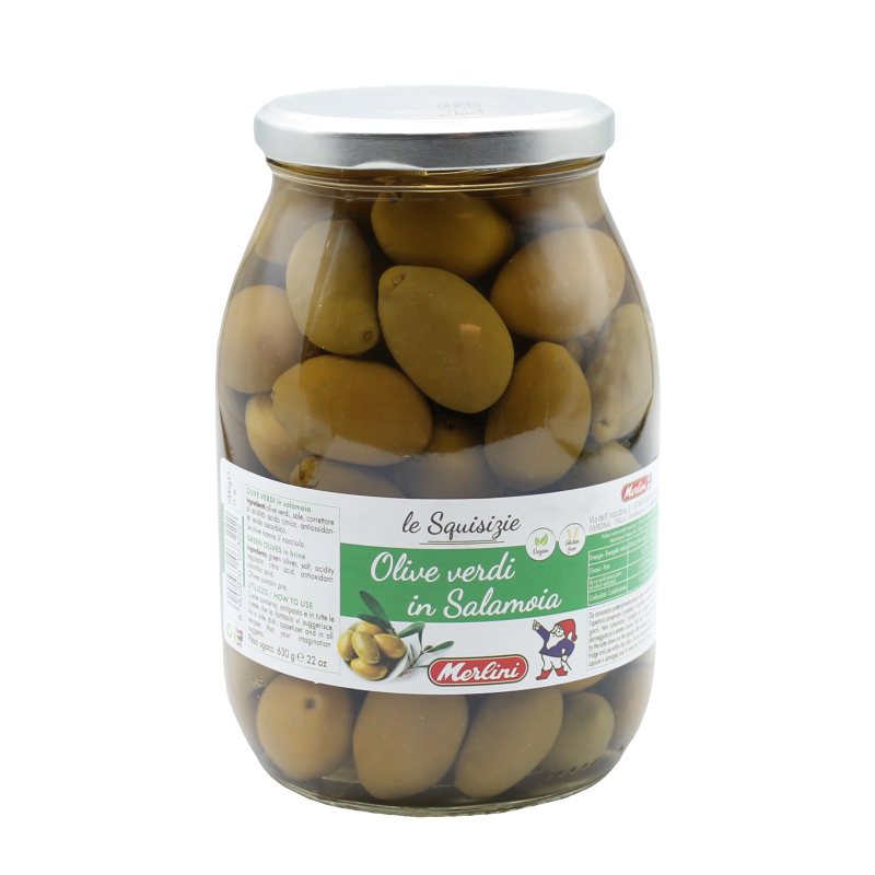 Aceitunas verdes en conserva, aceite salado de 1Kg, 1000g, verde en lata, con piedra vaporizada, Brc Ifs Sedex